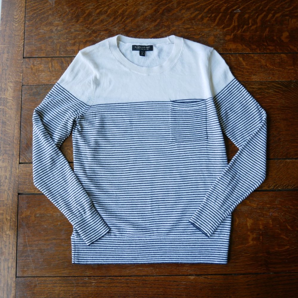 Banana Republic Striped Sweater 100% Merino Wool